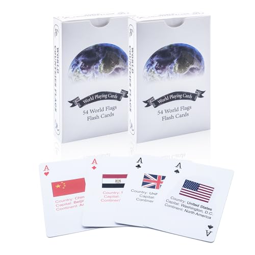 2 Decks World Flag Flash Cards, Country Flags of The