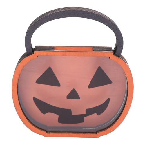 Hztyyier Caja de Dulces de Calabaza, Contenedor Portátil y Reutilizable para Golosinas de Calabaza, Adecuado para Fiestas, Hecho de Madera Contrachapada de álamo