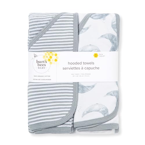 Image of Burt's Bees Baby Infant Hooded Towels, Unisex Bath Essentials, 2-Pack