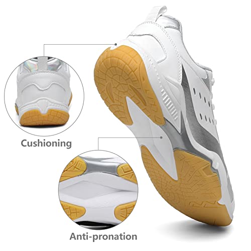 LUPWEE Pickleball Shoes for Men Women All Court Tennis Shoes Lightweight Indoor Outdoor Court Training Racketball Squash Volleyball Sneaker Shoes White - Thumbnail 4