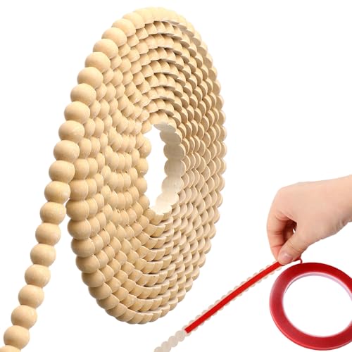 Leinuosen Flexible Molding Trim Peel and Stick for Walls 10ft Decorative Bead Pearl DIY Wall Trim for Bathroom Mirror Frame Border Backsplash Ceiling Cabinet TV Wall Edge(Wood 10ft /12 mm)