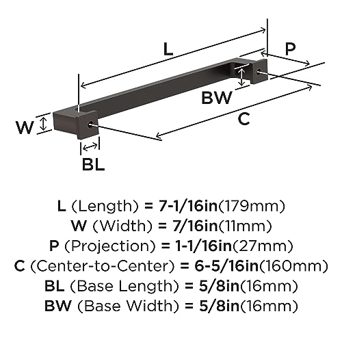 Amerock 10BX37033ORB | Oil Rubbed Bronze Cabinet Pull | 6-5/16 inch (160mm) Center-to-Center | 10 Pack | Bridgeport | Furniture Hardware by Amerock - Image 2