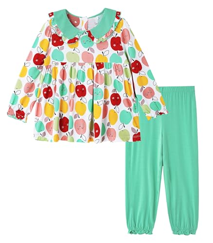 Image of Toddler Girls' Clothes-Viscose from Bamboo, Long Sleeve Ruffle Top with Pant Sets for Kids 2Pcs Fall Outfits 2T-6Y