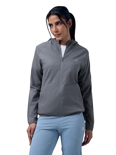 Image of TECHNOSPORT Women's Solid Slim Fit Hooded Jacket with TECHNOWARM+ | Full Zip Polyester Winter Jacket for Sports, Gym, Travel & Casual Wear | Long Sleeve Hooded Activewear with Moisture-Wicking Fabric