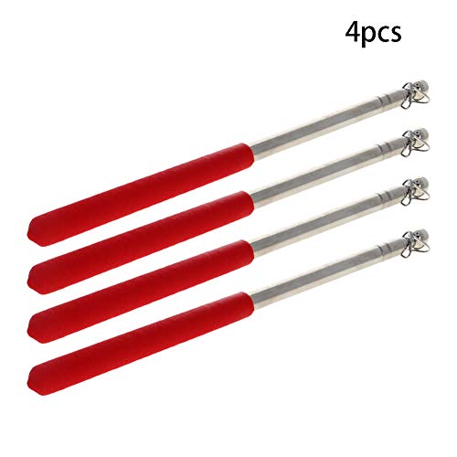 Image of Othmro 4Pcs Hollow Telescopic Teachers Pointer, Teaching Pointer Stick for Classroom, Metal Hand Retractable Pointer Extended Length 35.4 inch, Handheld Presenter Whiteboard Pointer (Red)