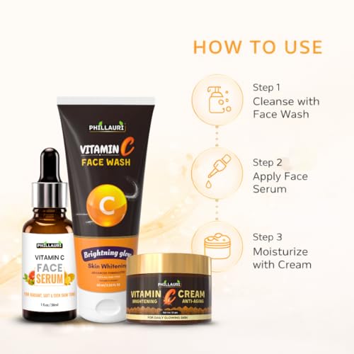 Image of Vitamin C Skin Care Combo | Face Wash Face Serum Facee Cream | Reduces Dark Spot | for Daily Care Routine | All Skin Types | for Men and Women
