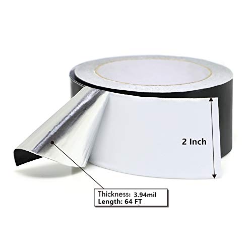 Image of MISSYOUNG Aluminum Black Foil Tape 2 Inch x 64 Feet 3.9 Mil Thick Black Adhesive Aluminum Foil Tape High Temp Heavy Duty Adhesive HVAC Sealing Hot Cold Air Duct Tape for Pipe