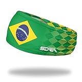 Suddora Country Flag Headbands, Wide Headbands with Brazil National Flag, Tapered Style Boho Headbands for National Sports Events, Non-slip Fabric Sweatband for Soccer, Tennis, Workout, Costume