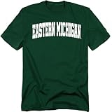 LOGOVISION Eastern Michigan University School Name Arch Unisex Adult T Shirt, Hunter Green, Large