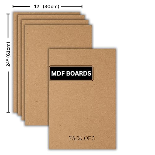 Image of ArtzFolio MDF Board 2.1mm Thick Cutout Sheets for DIY Art Craft Project | Unfinished Sides Engineered Wood Blanks for Paintings, Laser, Engraving | 12x24 inch (30x61 cms) | Pack of 5