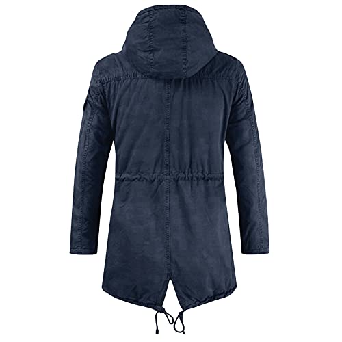 Men's Spring Military Full-Zip Removable Hooded Cotton Mid-Long Parka Jacket Coat Lightweight Cargo Outerwear3