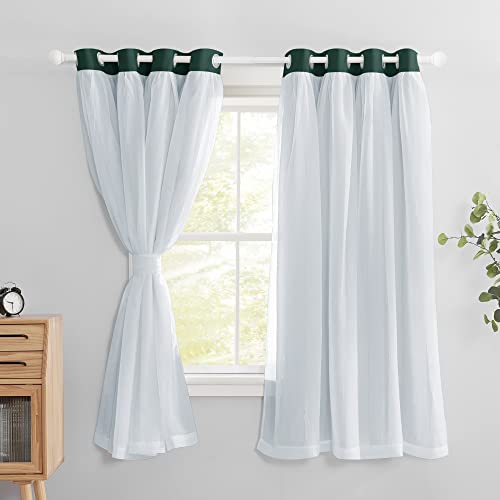 Image of PONY DANCE Bedroom Curtains Blackout, 52 x 63 in, Hunter Green, 2 Panels
