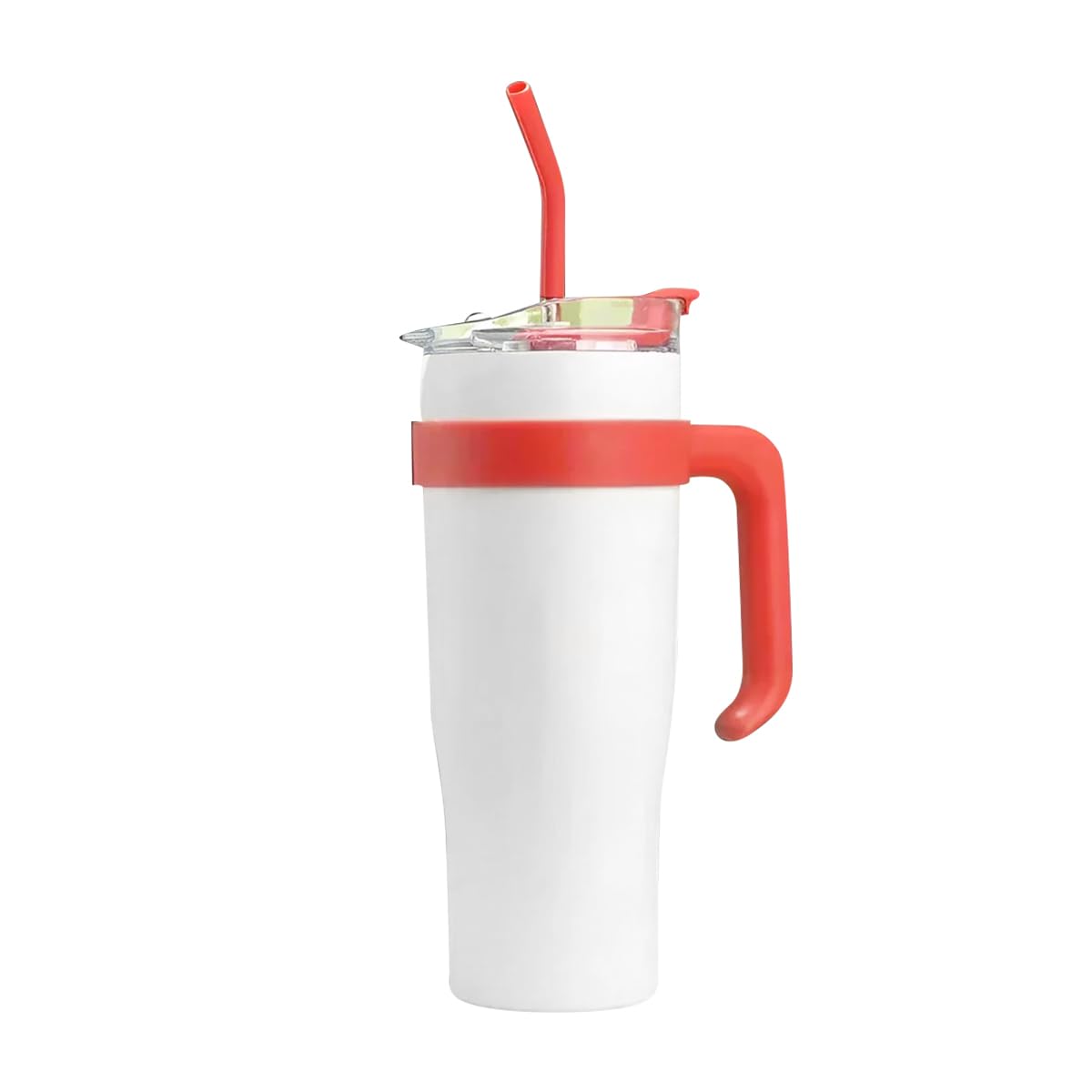 Occuwzz 40oz Thermos Cup 1200ml Sports Water Bottle, Vacuum Tumbler with Straw and Handle, 304 Double Walled Stainless Steel Vacuum Insulation Mug, Coffee Mug to Go, (White)