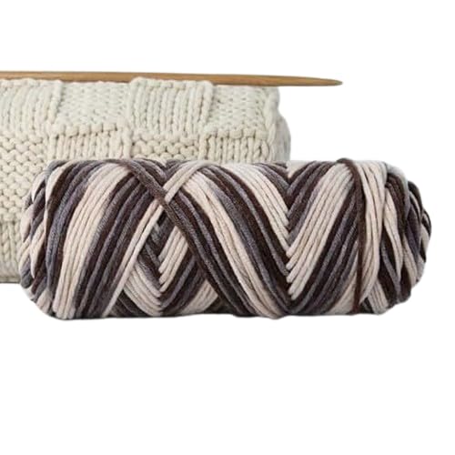 Ovillo de lana para proyectos de punto y ganchillo. Hilo de lana teñido a mano, suave y resistente, 500 g de peso, color café y gris