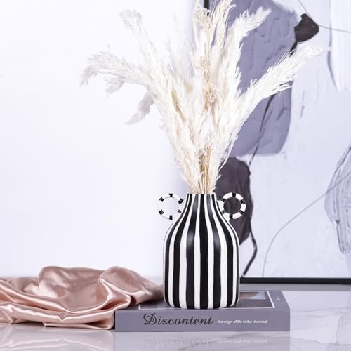 oliruim Modern Black and White Decor Striped Vase – Minimalist Funky Boho Home Accent Vase for Living Room Coffee Table Centerpiece, Office, Bookshelf, and Windowsill (B) oliruim Modern Black and White Decor Striped Vase – Minimalist Funky Boho Home Accent Vase for Living Room Coffee Table Centerpiece, Office, Bookshelf, and Windowsill (B) - Image 9