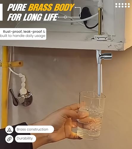 Image of Brass Kitchen Cabinet Tap for Cold RO Water Filter With 3 Year Warranty- No Accessories Required | RO Tap Faucet For Modular Kitchen - Leakproof Tap Cupboard Installation | No Door Opening Required