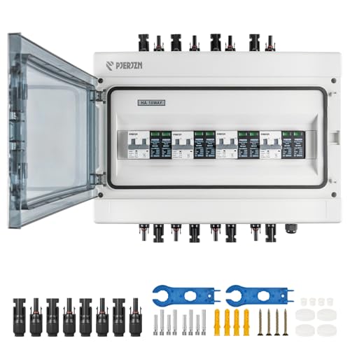 PJERJZN Solar Kombigerät (1-in-1-Out/2-in-2-Out/4-in-4-Out) mit 1000V DC 40A LS-Schalter & 20-40KA SPD, IP65...