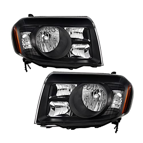 JSBOYAT Headlight Assembly Pair for 2009 2010 2011 Honda Pilot OEM Halogen Headlamp Replacement Black Housing with Amber Reflector (L+R)