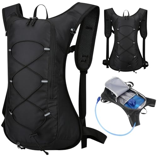 Chaleco de hidratación, Chaleco de Carrera Transpirable Impermeable, 16.1x11.4x3.9 Agua con Tira Reflectante, Mochila con Cremallera para Senderismo