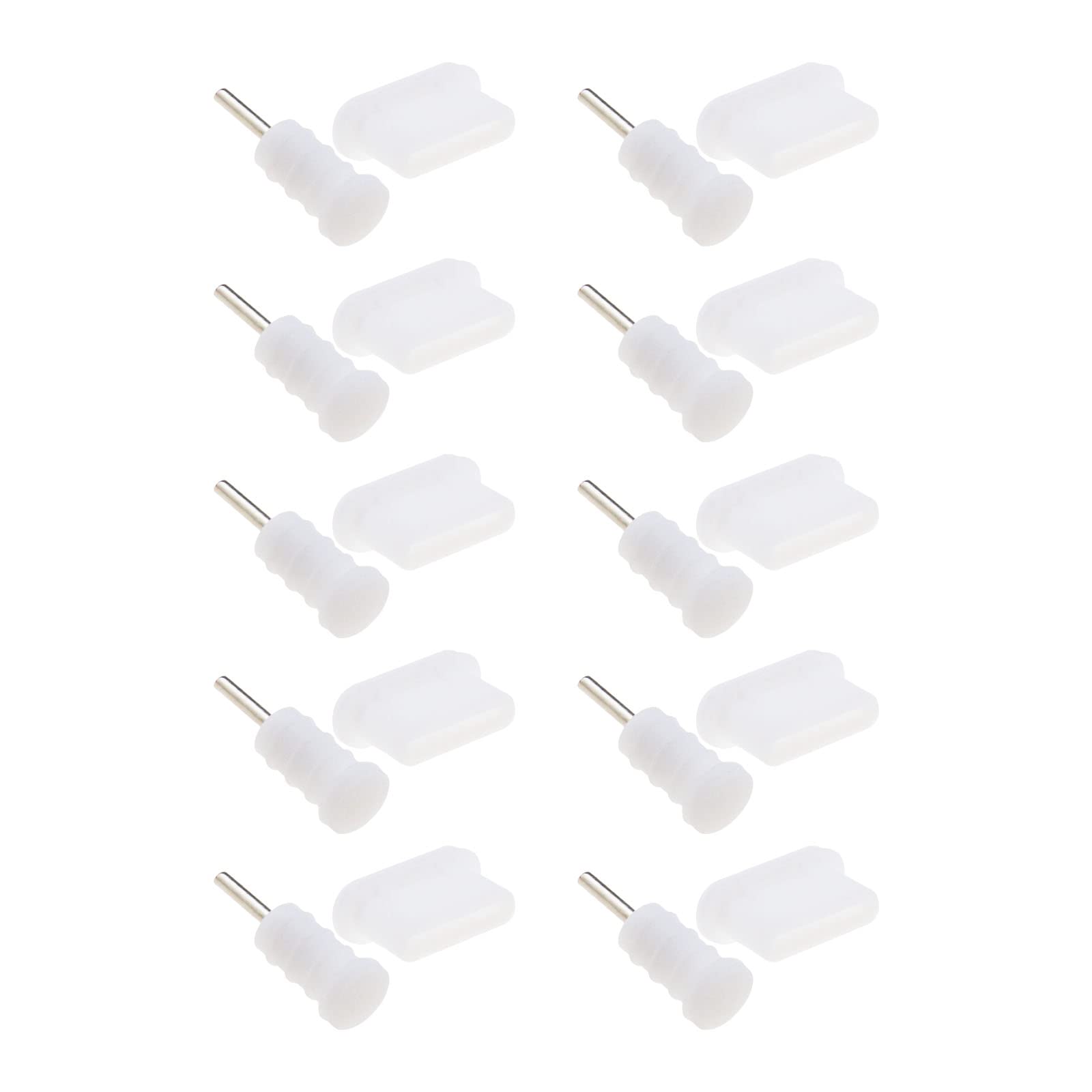 10 sztuk korek przeciwpyłowy typu C i gniazdo słuchawkowe 3,5 mm gumowe wtyczki przeciwpyłowe USB C białe dla wszystkich urządzeń typu C z systemem Android