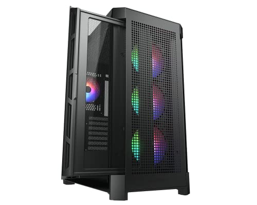 COUGAR DUOFACE PRO RGB Mid Tower PC Case con 2 paneles frontales distintos de malla y cristal y ventiladores RGB (Black)