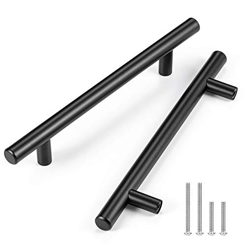 CZC HOME Schubladengriffe, 19,1 cm, Edelstahl, 12,7 cm Lochmitte mit 2 Größen, Schrauben für Schrank, Küche, Heimdekoration, Mattschwarz, 5 Stück Cover