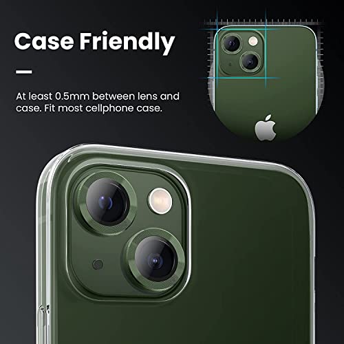 Image of CASEKOO Camera Lens Protector Compatible for iPhone 13 /13 Mini, [Anti-Scratch] Premium Tempered Glass Film Aluminum Alloy Lens Ring Cover