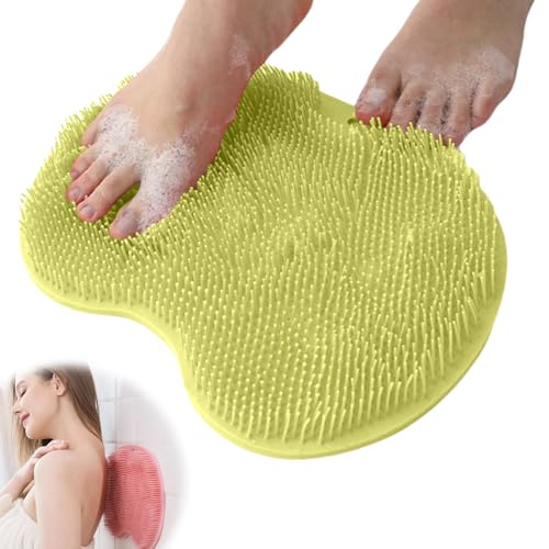 Shower Foot Scrubber Mat with Non-Slip Suction Cups, Foot Back Cleaning Pad Back Washer Exfoliating Bath Wash Pad, Non Slip Bathtub and Shower Mat with Suction Cups and Drain Holes