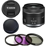 Canon RF 24-50 f/4.5-6.3 IS STM Lens (New, White Box) with 3 Piece Filter Kit (Ultra Violet/Circular Polarized/Fluorescent) (Renewed), Black