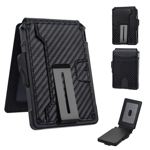 Wallet for Men, RFID Blocking Smart Pop Up Card Wallet with ID Window, Front Pocket Mens Wallet with Money, ClipLeather Wallet with Pop Up Card Holder 9-13 Cards