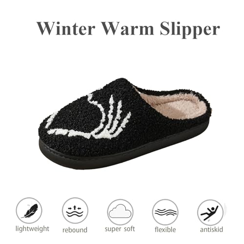 Women Men Plush Warm House Slippers Love Pattern Casual Home Shoes Soft Slip-on Outdoor Indoor Bedroom Cotton Slippers2