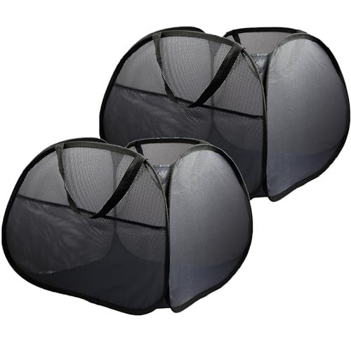 Image of 2 Pack Collapsible Laundry Baskets, 90L Large Foldable Laundry Basket, Durable Mesh Pop Up Hampers for Laundry, Dirty Clothes Laundry Hamper for Bedroom, Bathroom, Dorm, Laundry Room, Travel Black