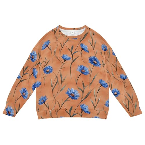 JUNZAN Rustic Cornflower Terracotta Little Girls Pullover Hoodie Long Sleeve Kids Pullover Hoodie Party 4T