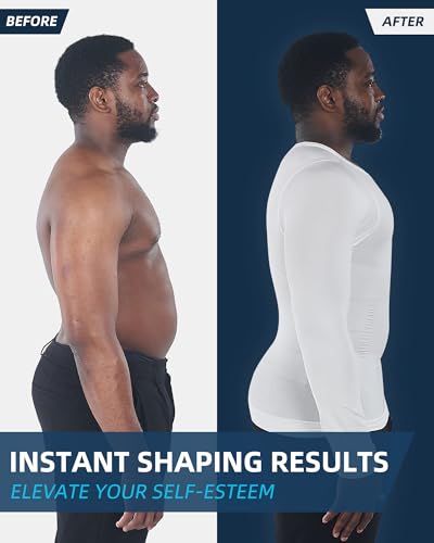 KOCLES Gynecomastia Compression Shirts for Men Long Sleeve, Slimming Body Shaper Undershirt, Tummy Control Shapewear, Workout2
