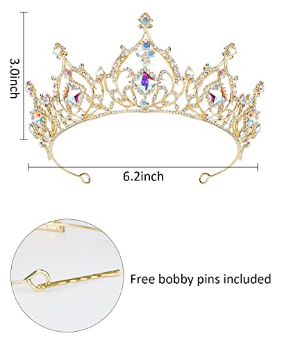 Wecoe Gold Crown For Women Ab Rhinestone Tiara Baroque Style Crown Birthday Girls Rhinestone Tiaras And Crowns Princess Queen Crown Wedding Hair Accessories For Brides Happy Birthday Decorations Gifts For Women #TOP4