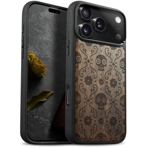 Coque iPhone 17 Pro Antichoc Étui Magnétique Bois Noyer Apple Case