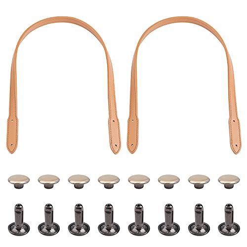 Wadorn Leather Bag Strap, 25.3Inch Leather Handbag Strap Replacement Sewing Bag Handle Purse Strap With Iron Rivets Bag Repairing Accessories For Shoulder Bag Purse Making Supplies(Wheat) #TOP15