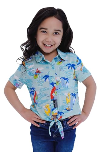 Sesame Street Big Bird Cookie Monster Elmo Oscar The Grouch Matching Family Hawaiian Button Down Shirt Infant to Little Kid