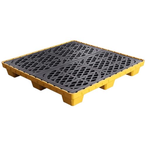 Bac de rétention étanche pour hydrocarbures avec grilles, idéal pour le stockage industriel de fûts et la prévention des déversements. Robuste (1250 x 1250 x 170 mm), durable et facile à net