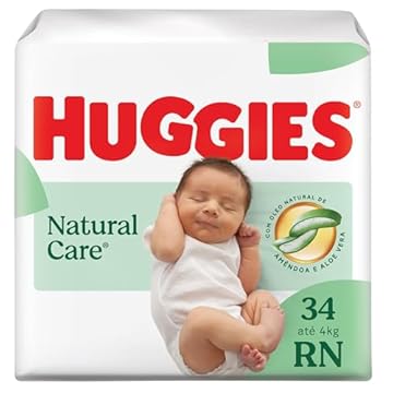 Huggies NATURAL CARE RN - Fralda recém-nascido, 34 unidades(Pacote pode variar)