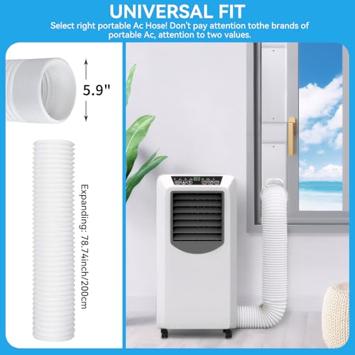 Portable Air Conditioner Window Vent Kit: Qoosea Adjustable AC Window Seal Kit with 5.1 & 5.9 Inch Exhaust Hose Sliding Window Upgraded Adjustable AC Vent Kit for Sliding Horizontal & Vertical Windows by Qoosea - Used condition - Image 4