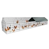 Metal Chicken Coop, 21ft x 3.5ft Chicken Run Pen for Yard with Cover Outdoor Metal Portable Chicken Tractor Cage Enclosure Crate Outside for Small Animals Duck Rabbit Hen
