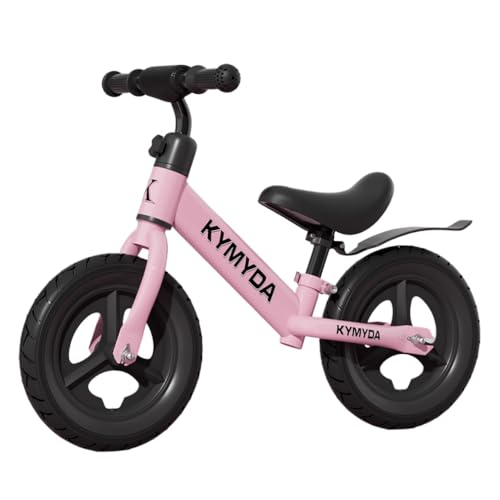 Vifxucyキックバイク ペダルなし自転車 12インチ 14インチ 幼児用 子供用自転車 超軽量 持ち運びも簡単 サドル調整可能 ランニング キッズ 乗用玩具 シンプル 誕生日プレゼント 乗り物 お祝い男の子 女の子 (ピンク,14インチ(エアホイール付