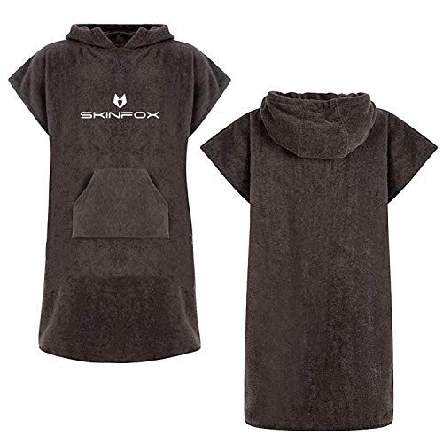 Preisvergleich Produktbild SKINFOX Bademantel Graphite-schwarz Poncho 100% Baumwolle hochwertige Qualität