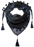 Tamaño: aprox. 180 x 50 cm styleBREAKER pañuelo triangular estampado con borlas y perlas/chal/pañuelo 01020016, color:azul