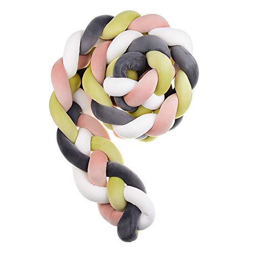 RAILONCH 220 cm/360 cm Bettumrandung, Baby Krippe Stoßstange Krippe Baby Nestchenschlange 4 tejidos Bettumrandung para Babybett Kinderbett Bettausstattung verde 6 Talla:2.2m