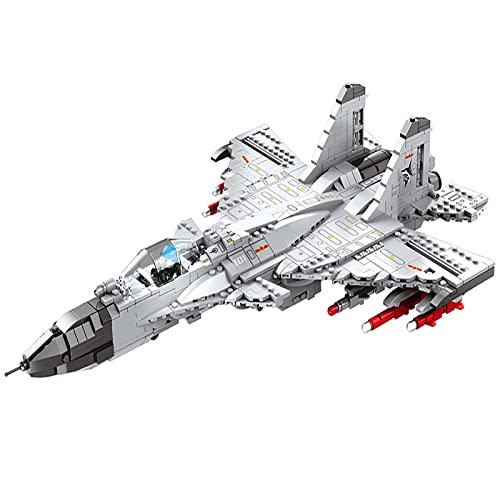 QJWM Juguetes Bloques Construcción Aviones Ingeniería, Juguetes Construcción Stealth Fighter, Juguetes Educativos Construcción, Kit Construcción, Regalo Educativo para Niños Y Niñas J-15,1066 PCS Cover