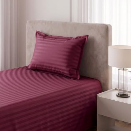 Image of Living Roots Glace Cotton 180 TC Single Bedsheet with 1 Pillow Cover |Single Size 60 x 90 Inches |Soft, Breathable & Durable |Fits Mattress up to 4 Inches |No Colour Bleeding (Maroon)