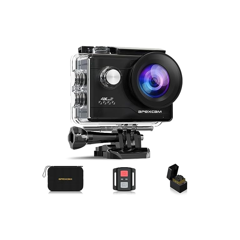 Productafbeelding van 4K Action Cam 64MP - Ultra HD Onderwatercamera met 170° Groothoek, WiFi, Afstandsbediening en Timelapse voor vergelijking en koopadvies