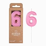 PHD CAKE 2.76 Inch Luxe Pink 6 Number Birthday Candles, Pink Number Candles, Cake Number Candle, Party Celebration